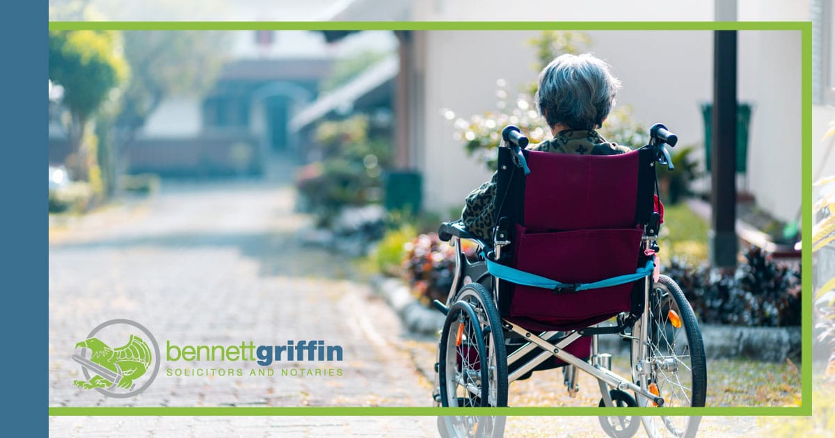 Bennett Griffin banner featuring an elderly woman in a wheelchair